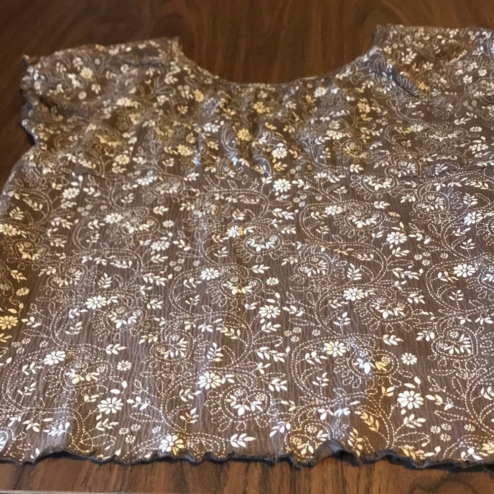 Brown and white floral shirt